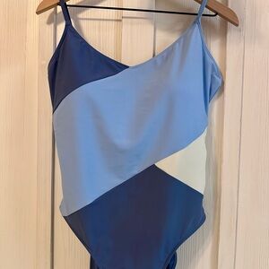 summersalt Colorblock One-Piece Swimsuit in Navy, Light Blue, White